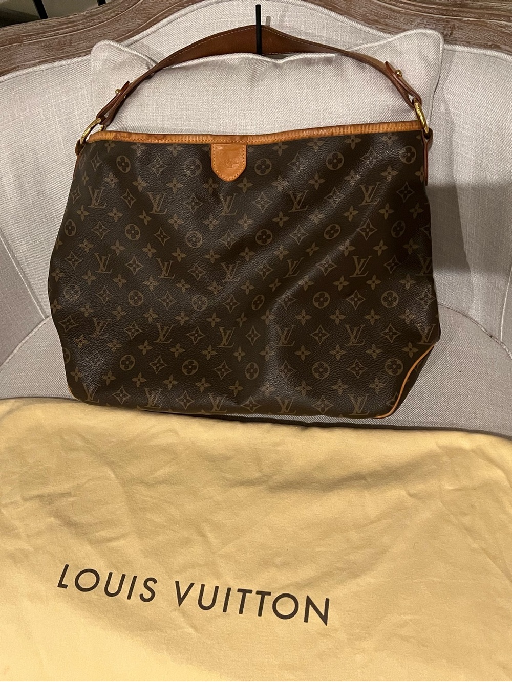 Louis Vuitton Monogram Canvas Hobo Shoulder Bag in Brown and Tan Leather